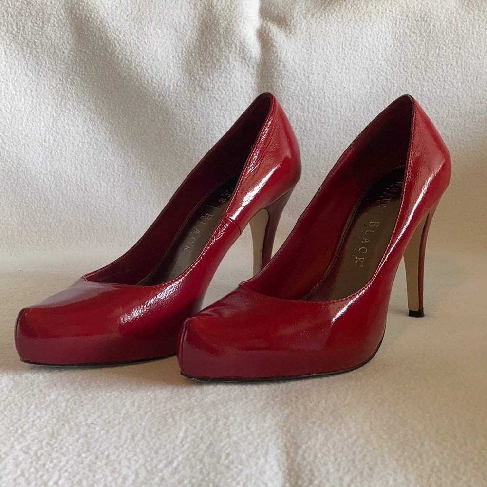 White House Black Market Red Patent Pumps (6)